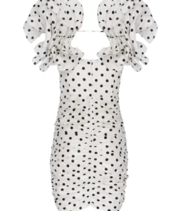 Alessandra Rich Rushed Polka Dot Mini Dress