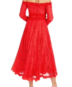 Giambattista Vali Red Lace Midi Dress
