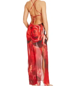 Kim Shui Red Floral Chiffon Dress