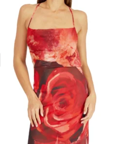 Kim Shui Red Floral Chiffon Dress