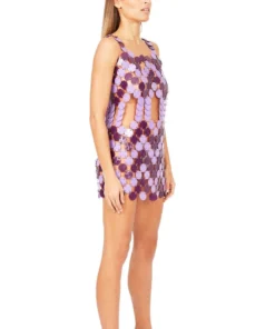 Annie's Archive 1969 'Barbarella!' Purple Mini Disc Dress. Rent: £120/Day