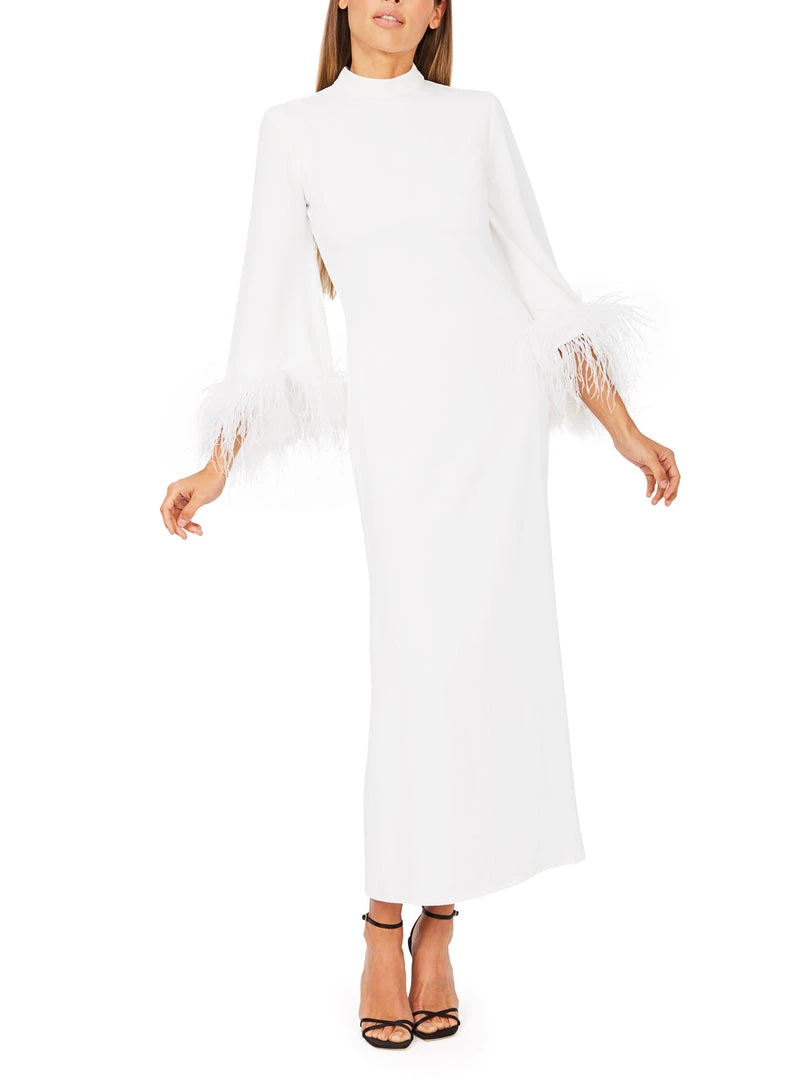De La Vali Gloria White Feathered Maxi Dress 4 De La Vali Gloria White Feathered Maxi Dress