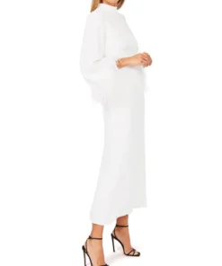 De La Vali Gloria White Feathered Maxi Dress 11 De La Vali Gloria White Feathered Maxi Dress