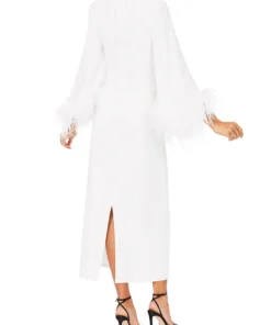 De La Vali Gloria White Feathered Maxi Dress 10 De La Vali Gloria White Feathered Maxi Dress