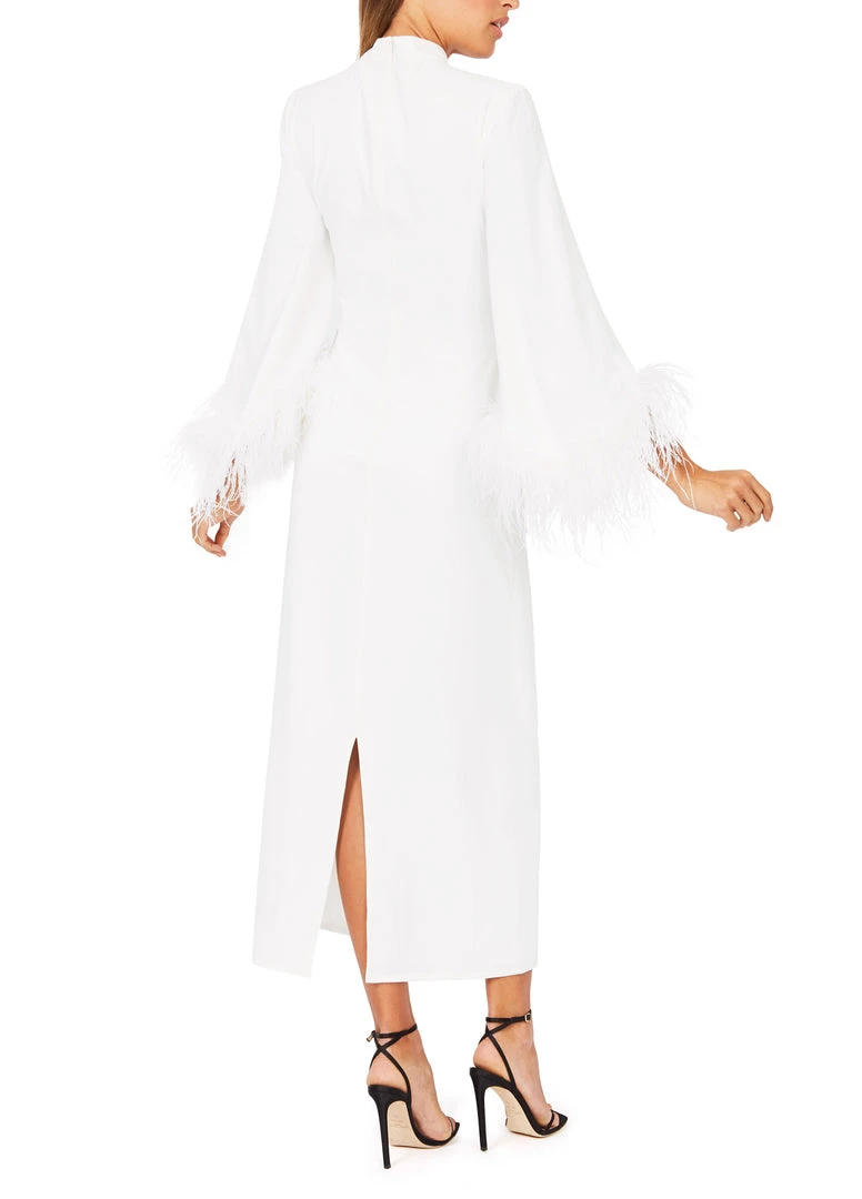 De La Vali Gloria White Feathered Maxi Dress 6 De La Vali Gloria White Feathered Maxi Dress