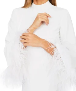 De La Vali Gloria White Feathered Maxi Dress 9 De La Vali Gloria White Feathered Maxi Dress