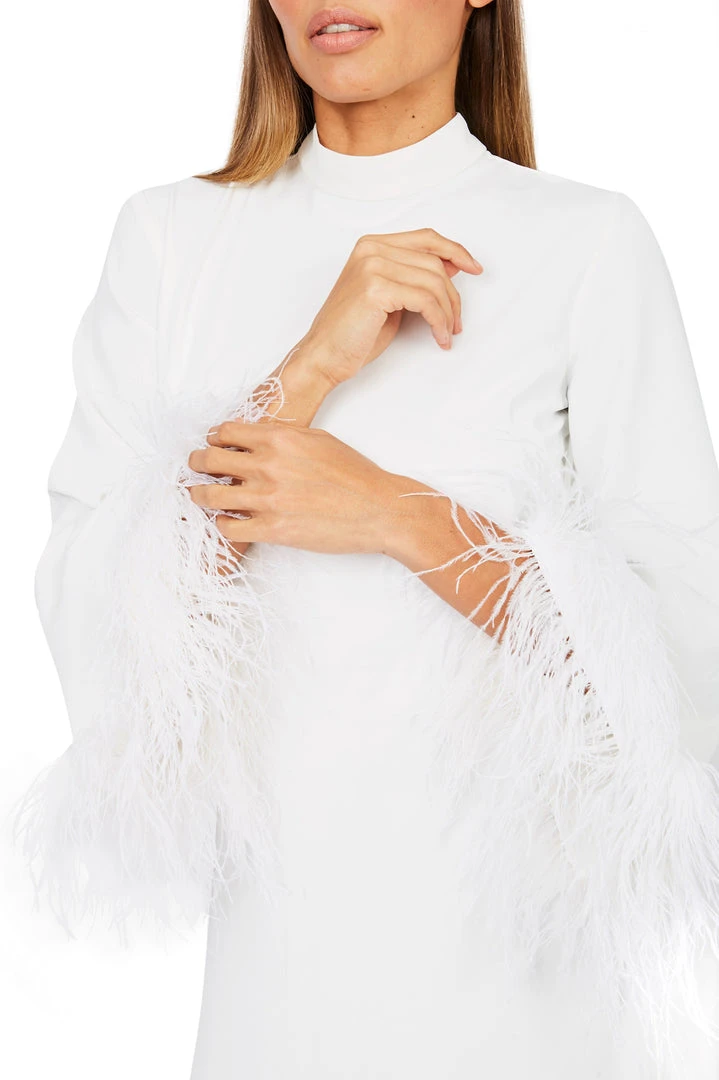 De La Vali Gloria White Feathered Maxi Dress 5 De La Vali Gloria White Feathered Maxi Dress