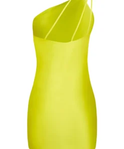 De La Vali Lithium Yellow Asymmetric Mini Dress