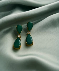 Opuline Isabella Green Onyx Earrings