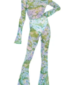 Richard Quinn Monet Mesh Flared Sleeves Bodysuit