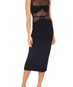 Giambattista Vali Long Knit Dress With Lace Chantilly Inlay