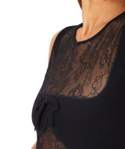 Giambattista Vali Long Knit Dress With Lace Chantilly Inlay