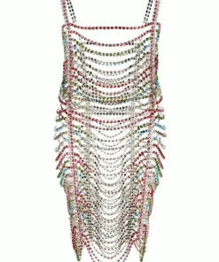 Area Draped Crystal Mini Dress