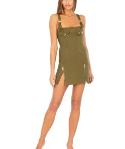 Dion Lee Fan Lace Zipped Dress- Olive