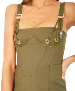 Dion Lee Fan Lace Zipped Dress- Olive