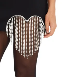 Area Mini Dress With Crystal Heart Fringe Cutout 9 Area Mini Dress With Crystal Heart Fringe Cutout