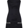 Area Pleated Tuxedo Dress