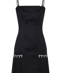 Area Pleated Tuxedo Dress