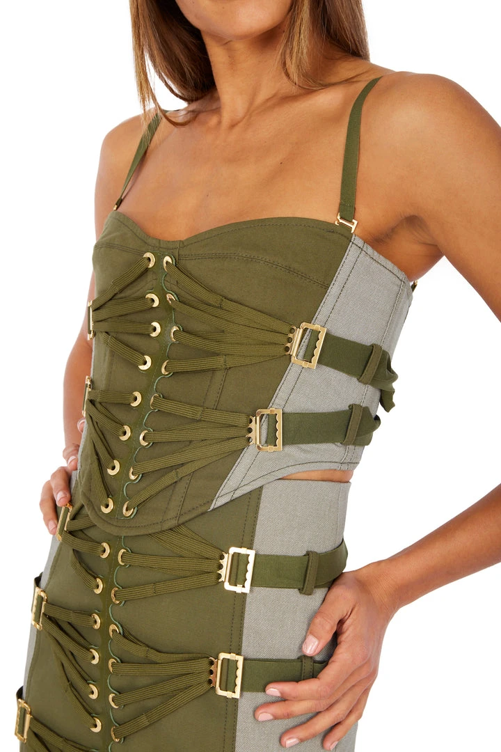 Dion Lee Laced Slider Bustier-Olive 5 Dion Lee Laced Slider Bustier-Olive