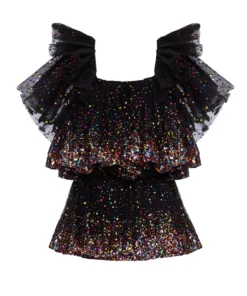 Ashish Tiered Ombre-Sequinned Tulle Dress