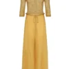 Annie's Archive 1970s Mustard Crochet And Crepe De Chine Jumpsuit
