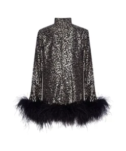 Taller Marmo Gina Feather-Trimmed Mini Dress