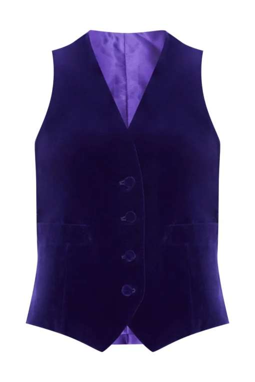 Mark Powell NEW ARRIVALS Purple Velvet Waistcoat