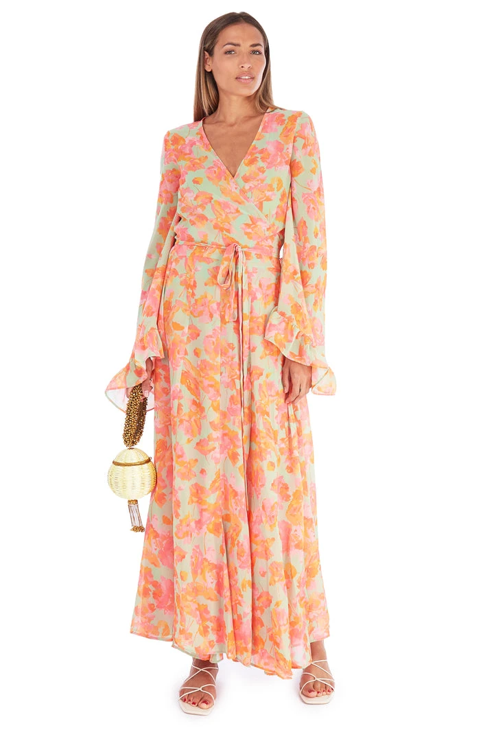 De La Vali Oswaldo Chiffon Sage Floral Maxi Dress 4 De La Vali Oswaldo Chiffon Sage Floral Maxi Dress