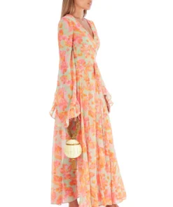 De La Vali Oswaldo Chiffon Sage Floral Maxi Dress 12 De La Vali Oswaldo Chiffon Sage Floral Maxi Dress