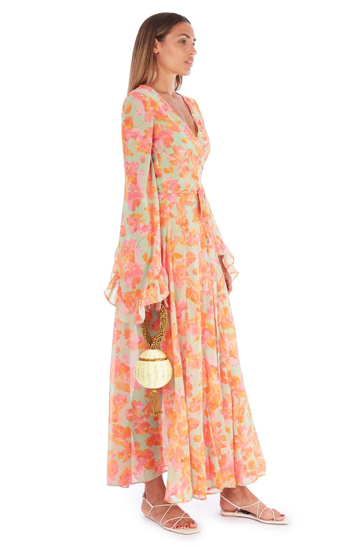 De La Vali Oswaldo Chiffon Sage Floral Maxi Dress 7 De La Vali Oswaldo Chiffon Sage Floral Maxi Dress