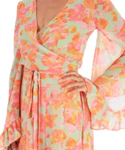 De La Vali Oswaldo Chiffon Sage Floral Maxi Dress 10 De La Vali Oswaldo Chiffon Sage Floral Maxi Dress