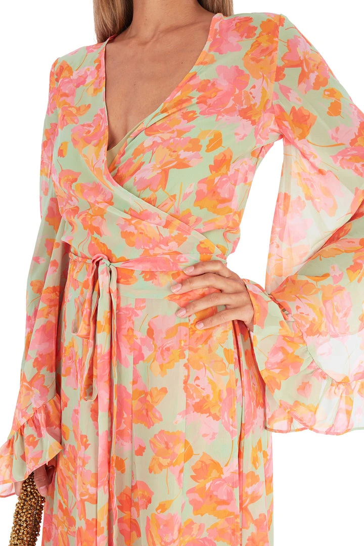 De La Vali Oswaldo Chiffon Sage Floral Maxi Dress 5 De La Vali Oswaldo Chiffon Sage Floral Maxi Dress