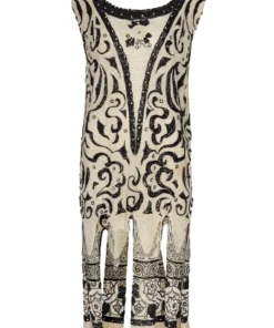 Annie's Archive 1920s Hand Beaded Swirl Patterned Fringe Dress