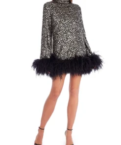 Taller Marmo Gina Feather-Trimmed Mini Dress