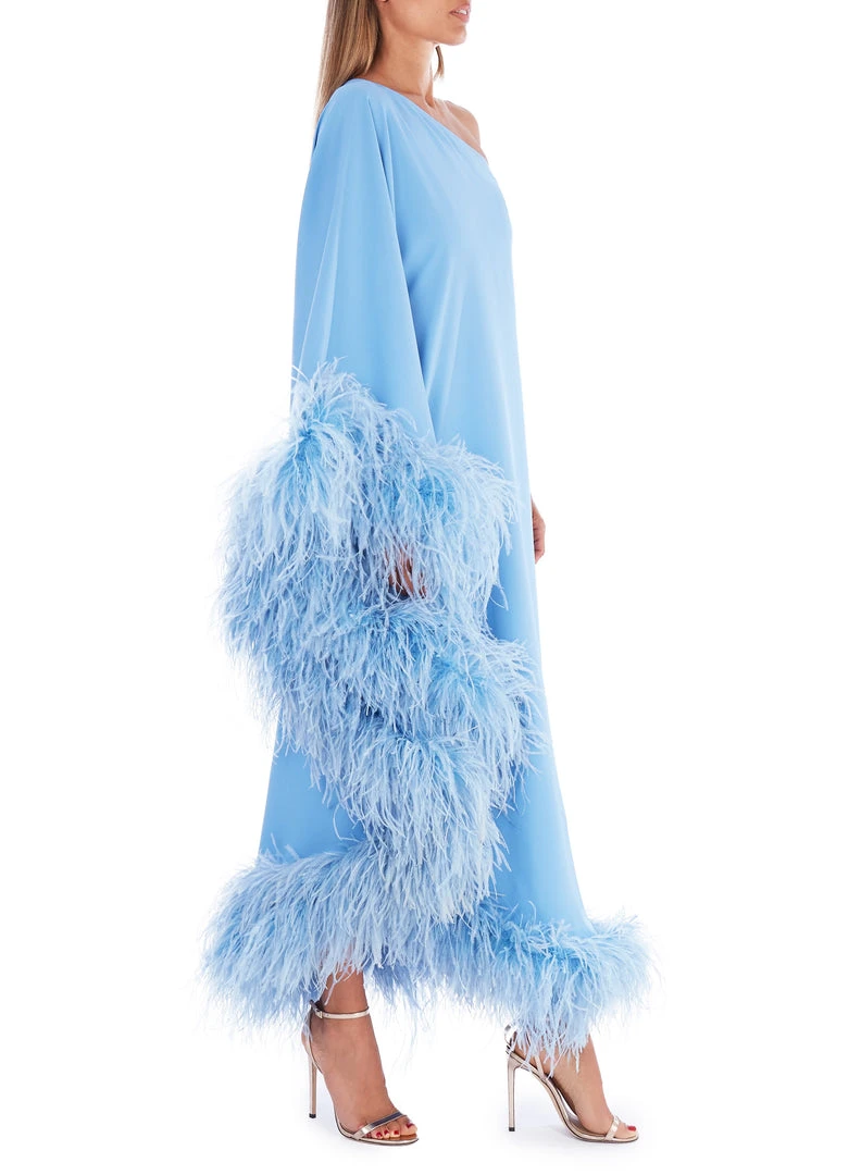 Taller Marmo Ubud One-shoulder Feather-trim Gown 6 Taller Marmo Ubud One-shoulder Feather-trim Gown