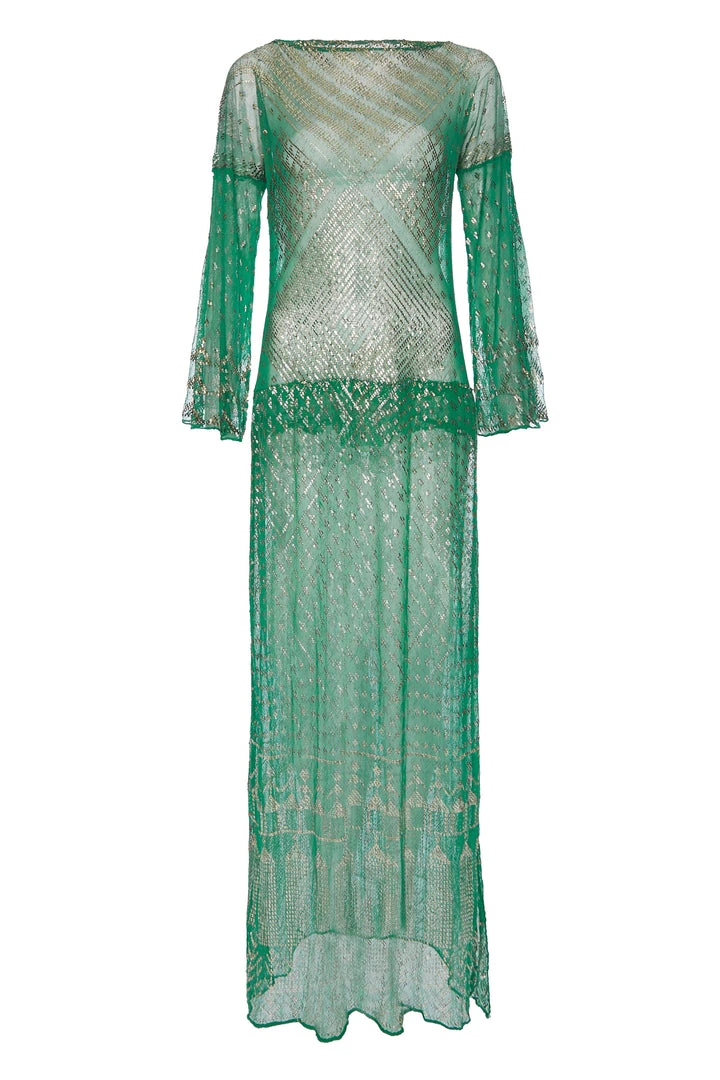 Annie's Archive 1920s Emerald Green Metal Dress 3 Annie's Archive 1920s Emerald Green Metal Dress