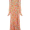 De La Vali Oswaldo Chiffon Sage Floral Maxi Dress