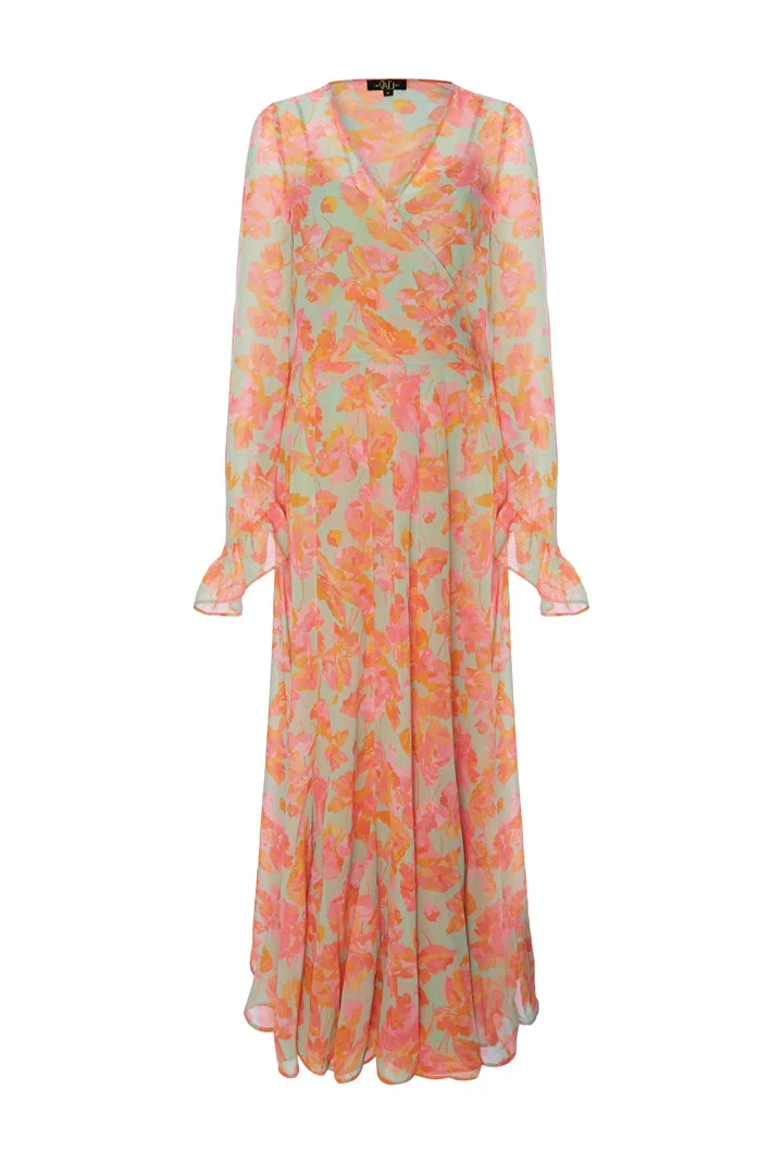 De La Vali Oswaldo Chiffon Sage Floral Maxi Dress 3 De La Vali Oswaldo Chiffon Sage Floral Maxi Dress