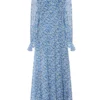 De La Vali Oswaldo Chiffon Ditsy Blue Maxi Dress