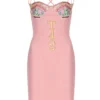 Annie's Archive 1991 Moschino Couture Pastel Pink 'Tea 4 2' Bodycon Dress. Rent: £150/Day
