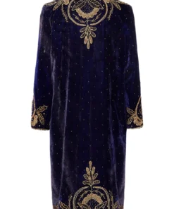 Annie's Archive 1980's Indian Blue Velvet Robe