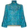 Annie's Archive 1960s Hong Kong Brocaded Satin Teal Jacket