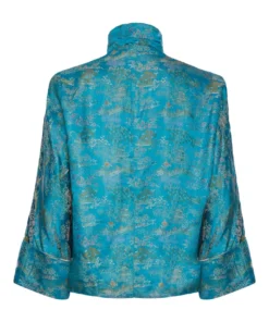 Annie's Archive 1960s Hong Kong Brocaded Satin Teal Jacket