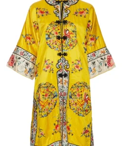 Annie's Archive 1960s Chinese Embroidered Yellow Kimono Robe