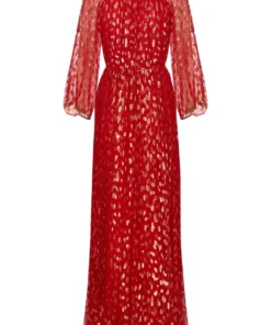 Annie's Archive 1960's Red Lame Pleated Red Gown With Gold Metallic Detailing. Rent: £55/Day