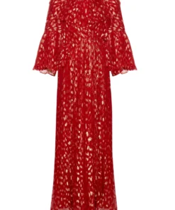 Annie's Archive 1960's Red Lame Pleated Red Gown With Gold Metallic Detailing. Rent: £55/Day