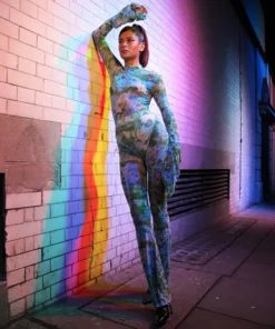 Richard Quinn Monet Mesh Flared Sleeves Bodysuit