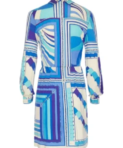 Annie's Archive 1960s Pucci Wool Jersey Blue Printed Summer Dress
