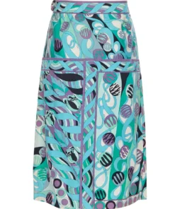Annie's Archive 1960s Pucci Teal Printed Cotton Skirt
