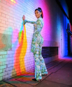 Richard Quinn Monet Mesh Flared Sleeves Bodysuit